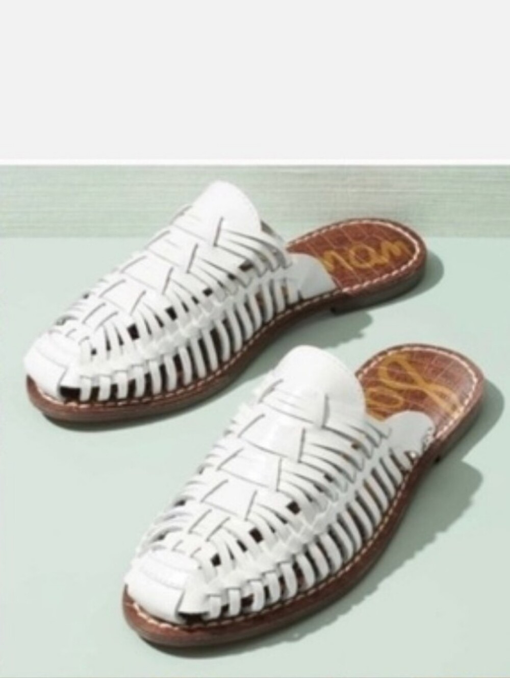 $90 Sam Edelman Keelyn White Woven leather sandals Brand NEW Size 11
